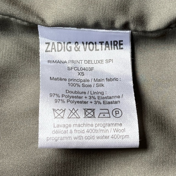 Zadig & Voltaire Rimana Ruffle Cap Sleeve Silk Dress Green Blue Maroon Size XS - Picture 10 of 11